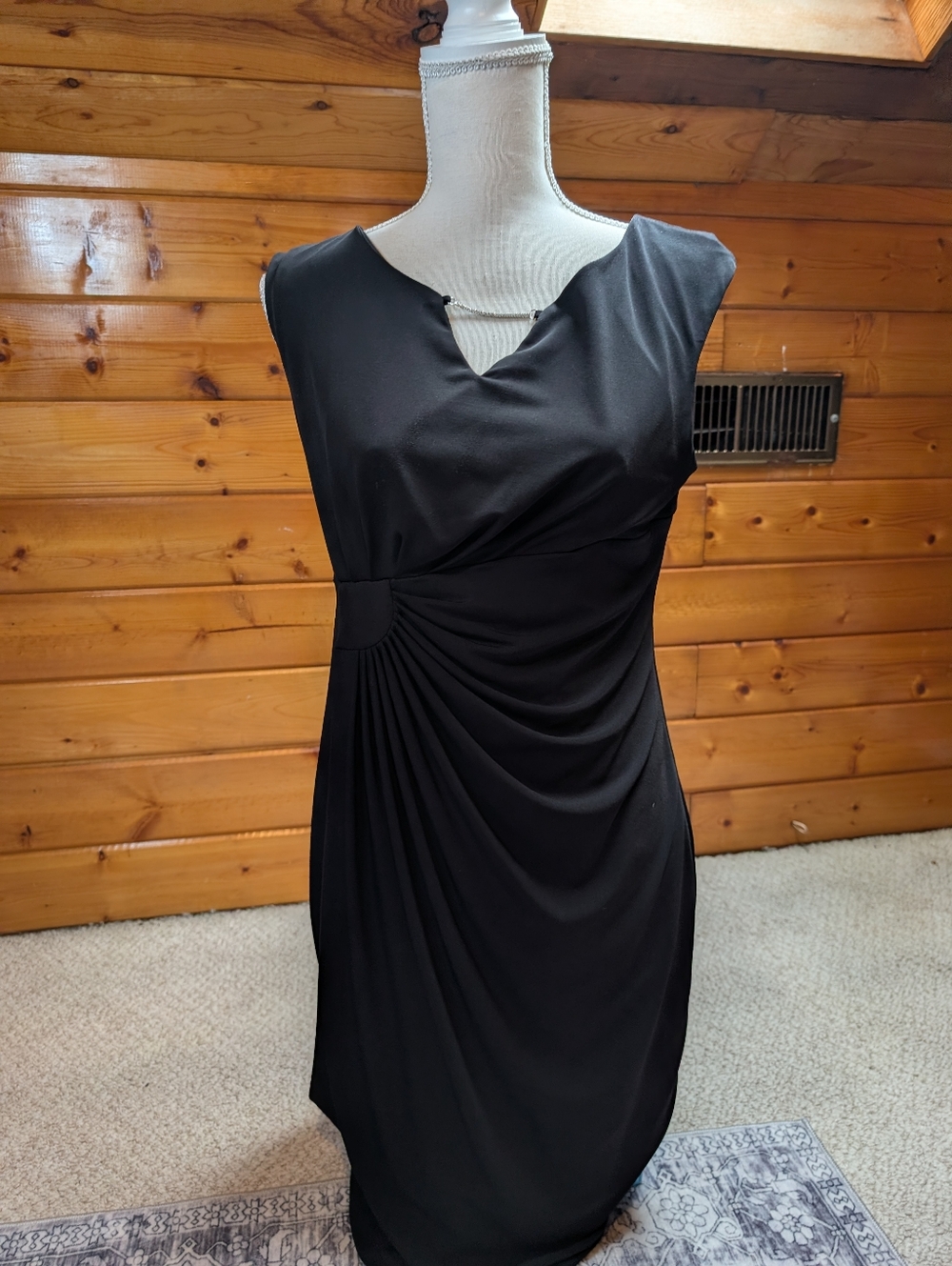 Elegant Black Dress With Rouched Detail Size 10